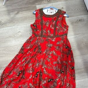 NIZA Spanish luxury Red Floral Sleeveless Dress- RARE